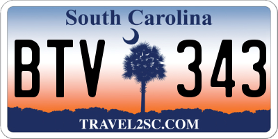 SC license plate BTV343