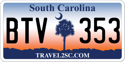 SC license plate BTV353
