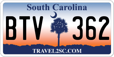 SC license plate BTV362