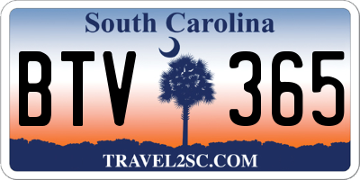 SC license plate BTV365