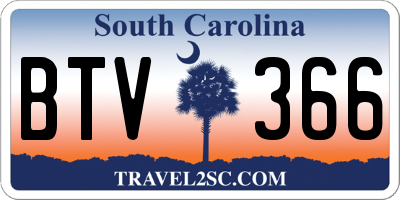 SC license plate BTV366