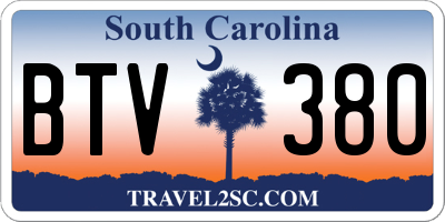 SC license plate BTV380