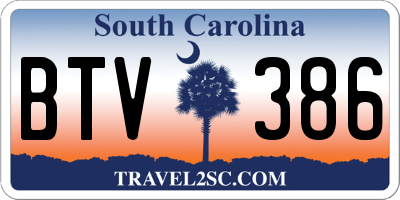 SC license plate BTV386