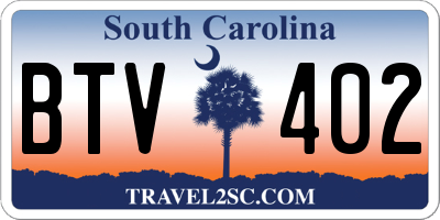 SC license plate BTV402