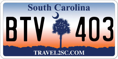SC license plate BTV403