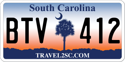 SC license plate BTV412