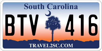 SC license plate BTV416