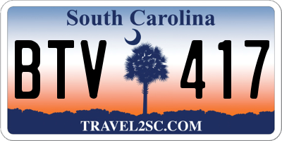SC license plate BTV417