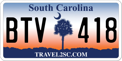 SC license plate BTV418
