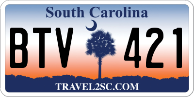 SC license plate BTV421