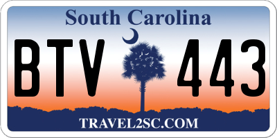 SC license plate BTV443