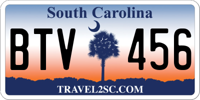 SC license plate BTV456