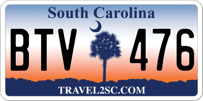 SC license plate BTV476