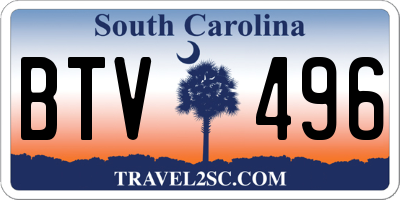 SC license plate BTV496