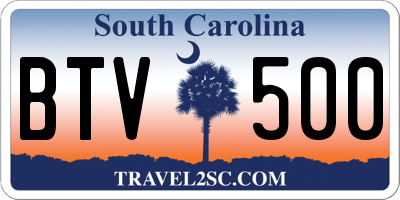SC license plate BTV500