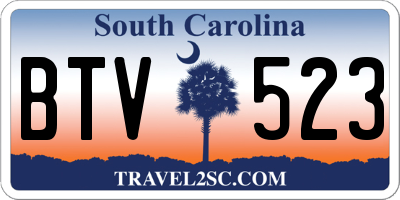 SC license plate BTV523