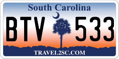 SC license plate BTV533