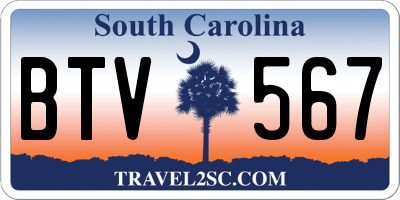 SC license plate BTV567