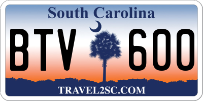 SC license plate BTV600