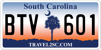 SC license plate BTV601