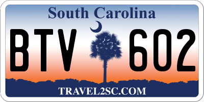 SC license plate BTV602