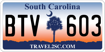 SC license plate BTV603