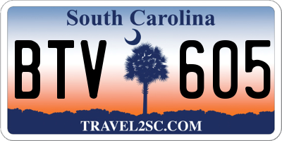 SC license plate BTV605