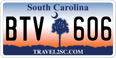SC license plate BTV606