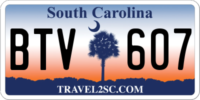 SC license plate BTV607