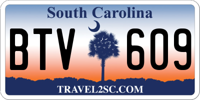 SC license plate BTV609