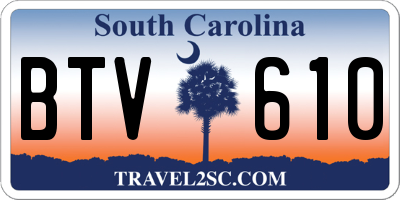 SC license plate BTV610