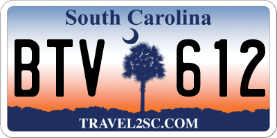 SC license plate BTV612