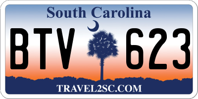 SC license plate BTV623