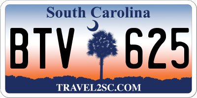 SC license plate BTV625