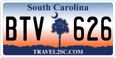 SC license plate BTV626