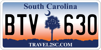 SC license plate BTV630