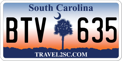 SC license plate BTV635
