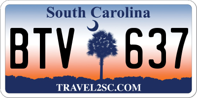SC license plate BTV637
