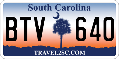 SC license plate BTV640
