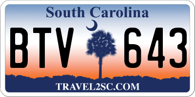 SC license plate BTV643