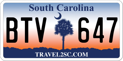 SC license plate BTV647