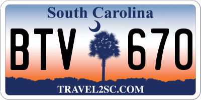 SC license plate BTV670
