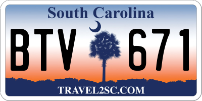 SC license plate BTV671