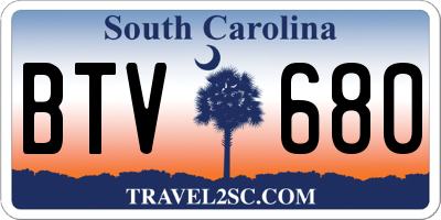 SC license plate BTV680