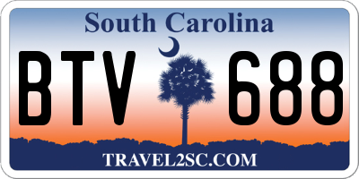 SC license plate BTV688