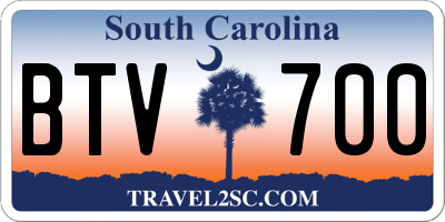 SC license plate BTV700