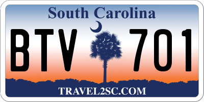 SC license plate BTV701