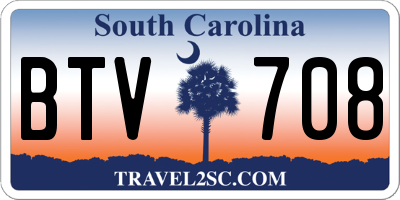 SC license plate BTV708
