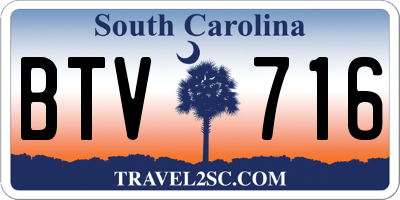 SC license plate BTV716