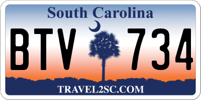 SC license plate BTV734